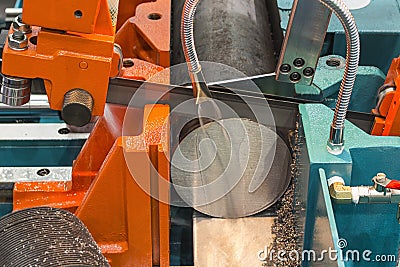 Metalworking equipment,semi-auto bandsaw machine Stock Photo