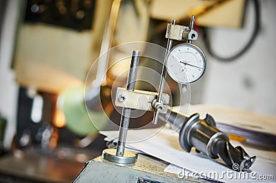 Metalworking and measurement. industrial measuring head sensor Stock Photo