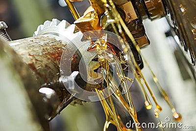 Metalworking tooth gear cogwheel machining by hob cutter mill tool Stock Photo