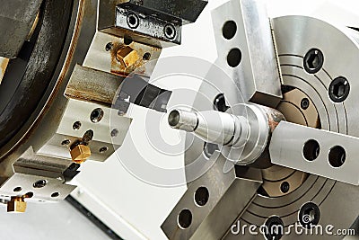Metalworking turning process Stock Photo