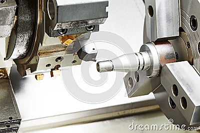 Metalworking turning process Stock Photo