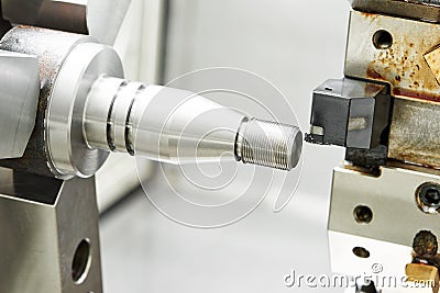 Metalworking turning process Stock Photo