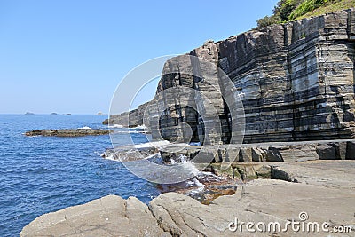A metamorphic rock called Susa Hornfels in Yamaguchi Pref. Stock Photo