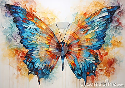 Metamorphosis of Vibrant Colors: A Butterfly's Journey Through B Stock Photo