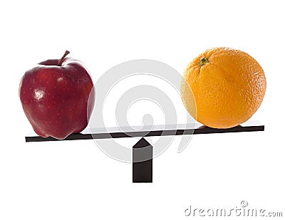 Metaphor compare apples to oranges light (others) Stock Photo