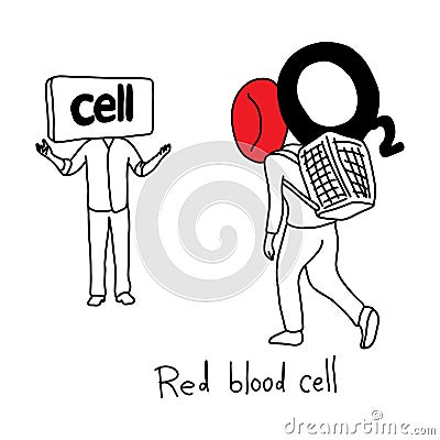 Metaphor function of red blood cell to transport oxygen to body Vector Illustration