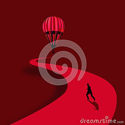 metaphor image about chasing a dream. Cartoon Illustration