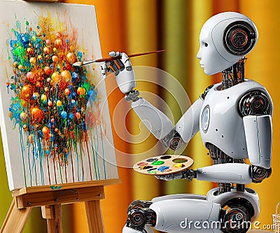 Metaphor representing artificial intelligence creating innovative and original artwork Stock Photo