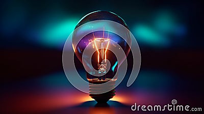 Metaphorical image, Glowing bulb stands out, representing innovation and leadership Stock Photo