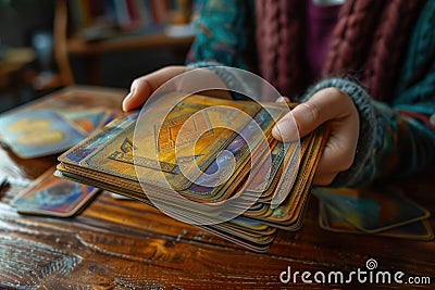 metaphorical psychological asocial cards in hands . ai generated Stock Photo