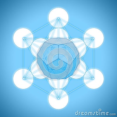 Metatron`s cube with platonic solids - dodecahedron Stock Photo