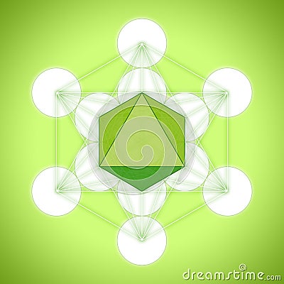 Metatron`s cube with platonic solids - octahedron Stock Photo