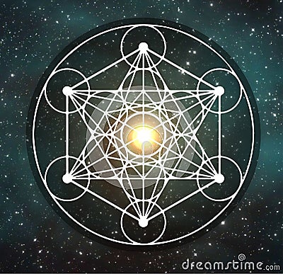 Metatron`s cube symbol, Flower of life, sacred geometry. Vector Illustration