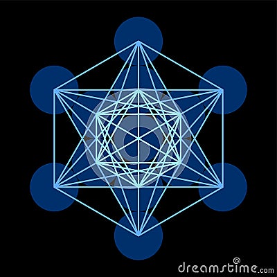 Metatrons Cube, composition of a mystical symbol Vector Illustration