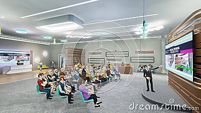 Metaverse avatars of people seminar online in virtual worlds, 3d render Stock Photo