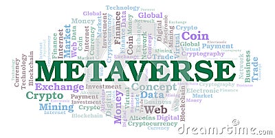 Metaverse cryptocurrency coin word cloud. Stock Photo