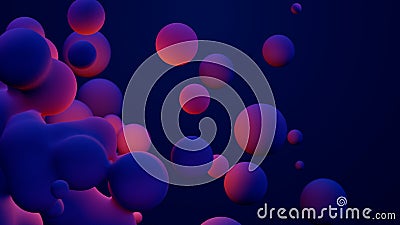 Metaverse 3d render morphing animation pink purple abstract metaball metasphere bubbles art sphere blue background Stock Photo