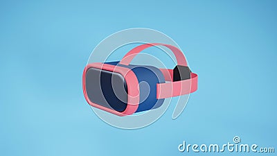 Metaverse technology concept. VR glasses headset for video game, isolated on blue background. 3D render illustration Cartoon Illustration