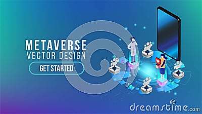 Metaverse VR Abstract technology background Hi-tech communication concept, technology, digital business, innovation, science ficti Vector Illustration