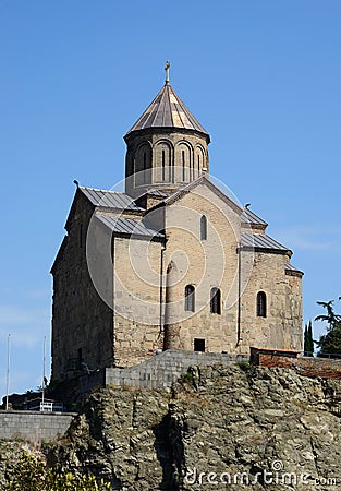 Metekhi Church of Assumption in Tbilisi, Georgia Stock Photo