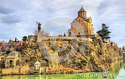 Metekhi Church in Tbilisi, Georgia. Stock Photo