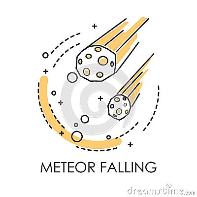 Meteor falling, natural disaster, meteorite or cosmic body Vector Illustration