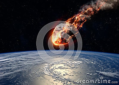 Meteor glowing as it enters the Earth's atmosphere Stock Photo