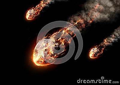 Meteor glowing as it enters the Earth's atmosphere Stock Photo