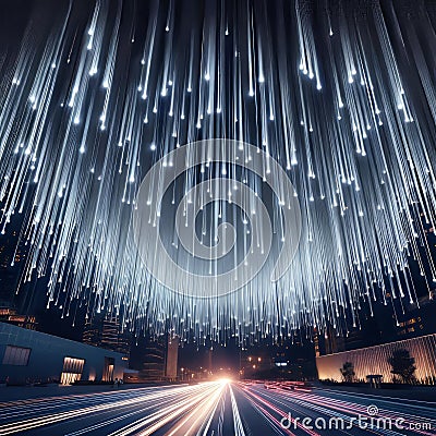 Meteor Shower Long strings of LEDs that can simulate a meteor sh Stock Photo