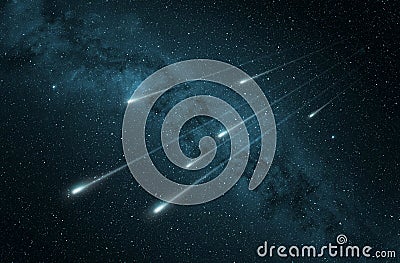 Meteor shower in the milky way Stock Photo