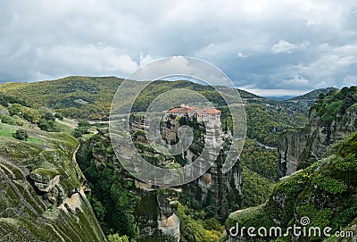 Meteora Middle Temple rocks around Stock Photo