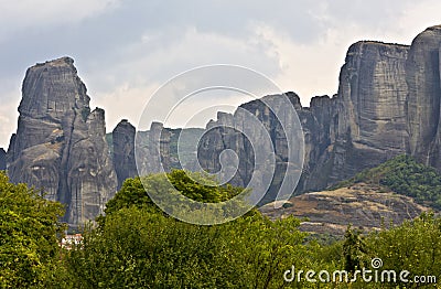 Meteora peaks at Kalambaka in Greece Stock Photo