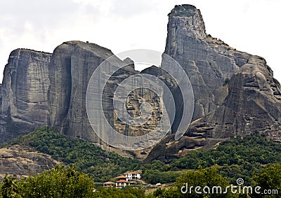 Meteora peaks at Kalambaka in Greece Stock Photo