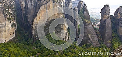 Meteora peaks at Kalambaka, Greece Stock Photo