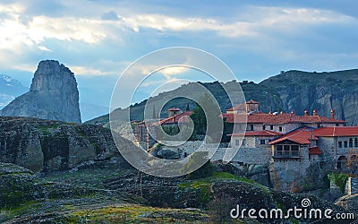 Meteora, view of the Varlaam monastery, Kalambaka. Greece Stock Photo