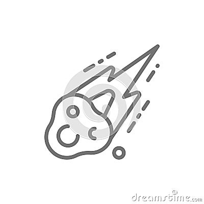 Meteorite, meteor rain fall line icon. Vector Illustration