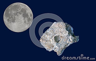 Meteorite and the moon Stock Photo