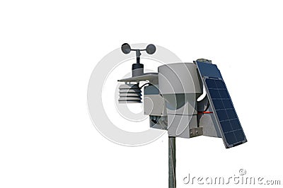 Meteorological instrument for measure the wind speed on white. Stock Photo