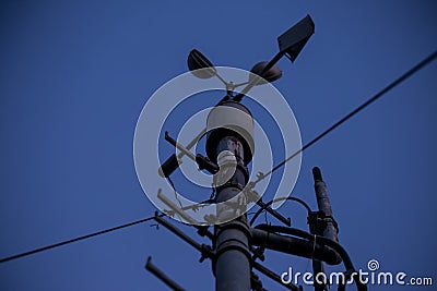 Meteorological Instrument - Thermometer for measuring speed and direction of the wind. Meteorological station in Belgrade Stock Photo