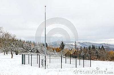 Meteorological station under snow Stock Photo