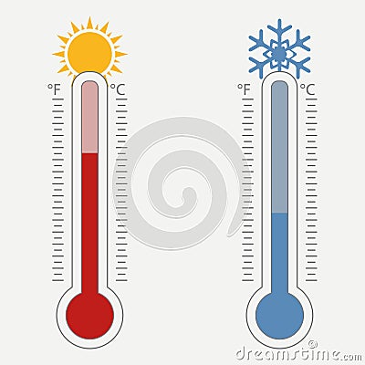 Meteorological thermometer. Temperature scale for Celsius Vector Illustration