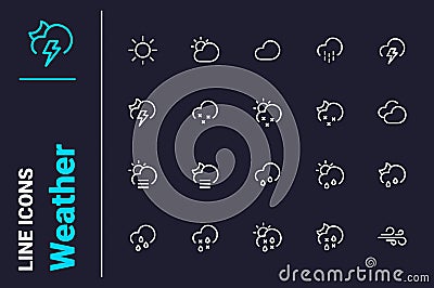 Meteorological weather forecast icons set Vector Illustration
