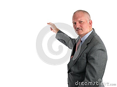 Meteorologist or Businessman Pointing Stock Photo