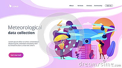 Meteorology drones concept landing page. Vector Illustration