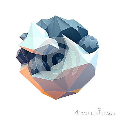 meteorology symbols cloudy weather overcast 3d icon polygon style isolated on white background. Transparent png. Generative ai Stock Photo