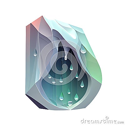 meteorology symbols raining weather overcast low poly, 3d icon polygon style isolated poligon Transparent png. Generative ai Stock Photo