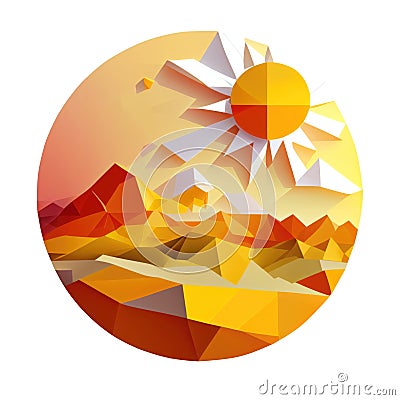 meteorology symbols sunny weather poly, 3d icon polygon style isolated poligon Transparent background png. Generative ai Stock Photo