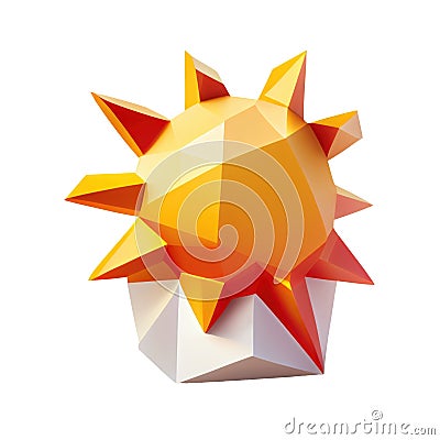 meteorology symbols sunny weather poly, 3d icon polygon style isolated poligon Transparent background png. Generative ai Stock Photo