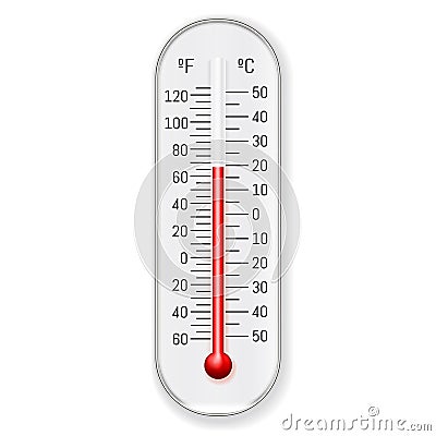 Meteorology Thermometer Celsius Fahrenheit Realistic Vector Illustration