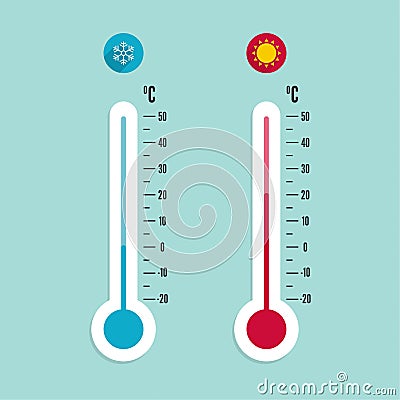 Meteorology thermometer with Celsius, Fahrenheit Vector Illustration